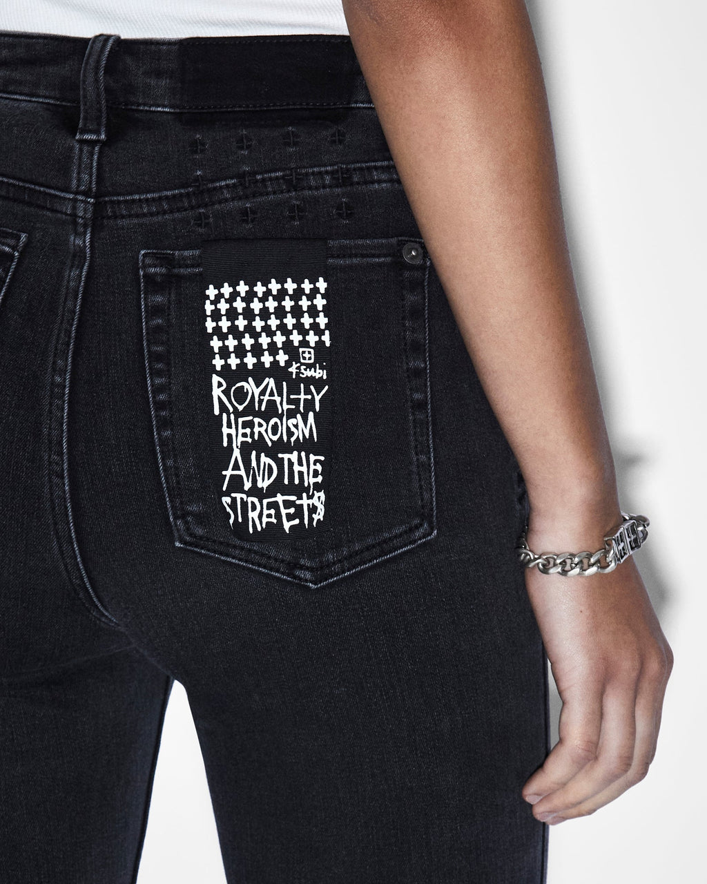 WOMENS HI N WASTED XTRA ONYX PANEL DENIM JEANS