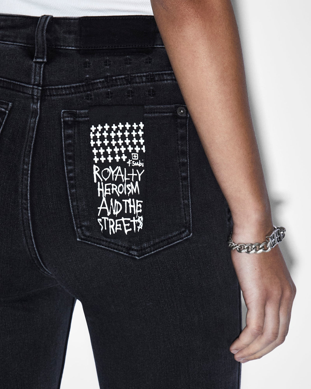 WOMENS HI N WASTED XTRA ONYX PANEL DENIM JEANS