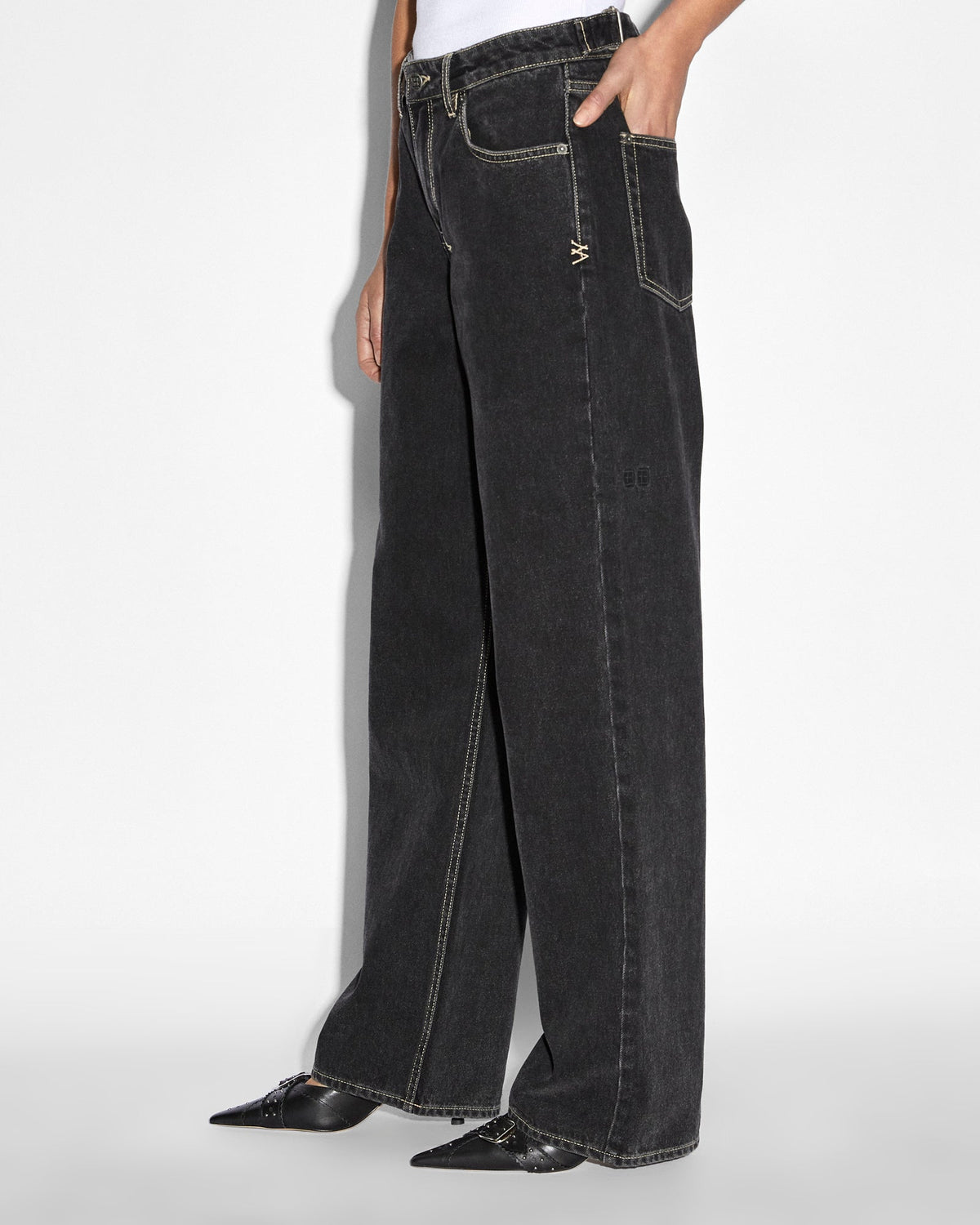 WOMENS LOW RIDER GHOSTED DENIM JEANS