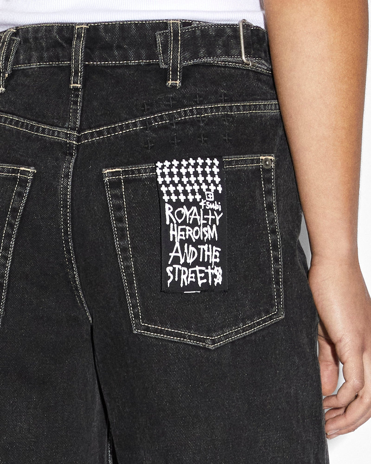 WOMENS LOW RIDER GHOSTED DENIM JEANS