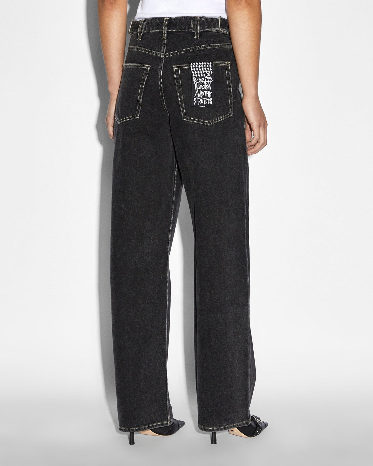 WOMENS LOW RIDER GHOSTED DENIM JEANS