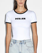 Womens 90s Arise Ss Tee White Fitted Tees - White