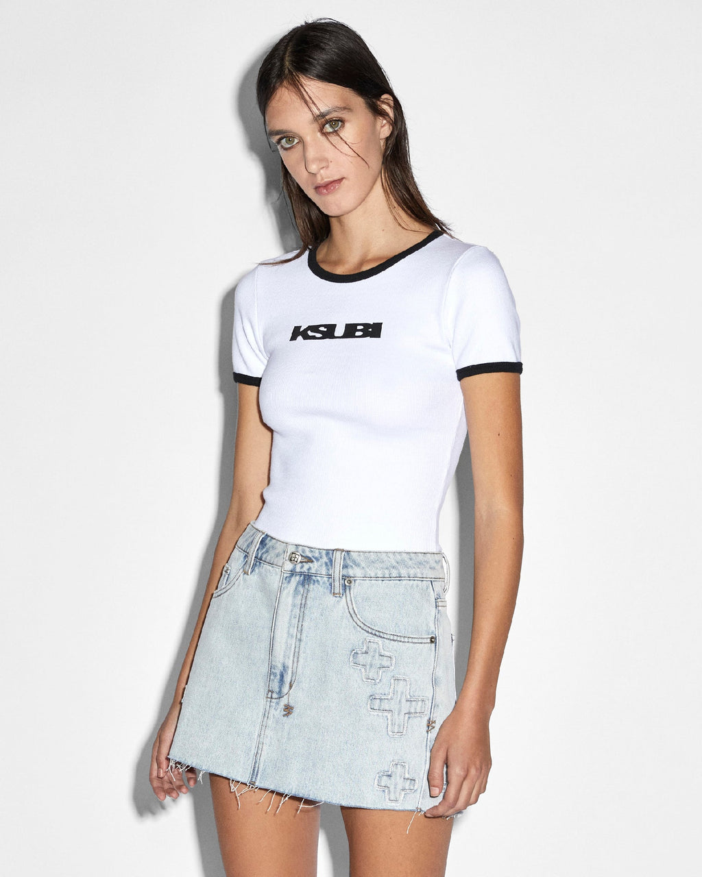 Womens 90s Arise Ss Tee White Fitted Tees - White