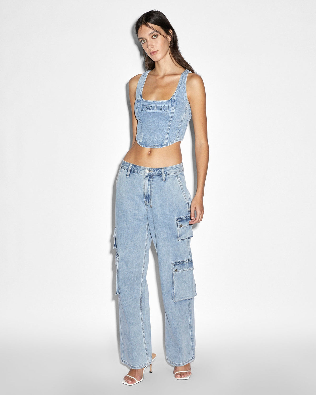 Womens Obscura Bustier Authentik Fitted Fashion Tops - Denim