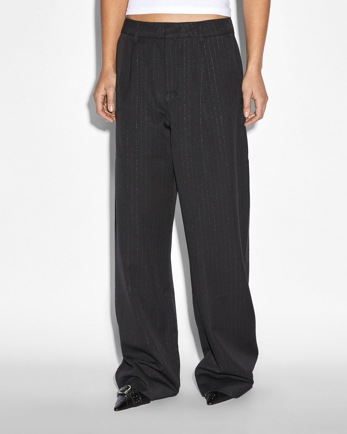 WOMENS REBEL TROUSER PINSTRIPE PANTS