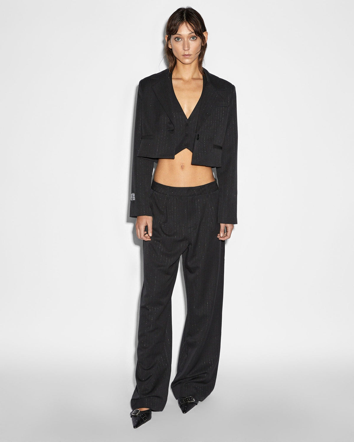 WOMENS REBEL TROUSER PINSTRIPE PANTS