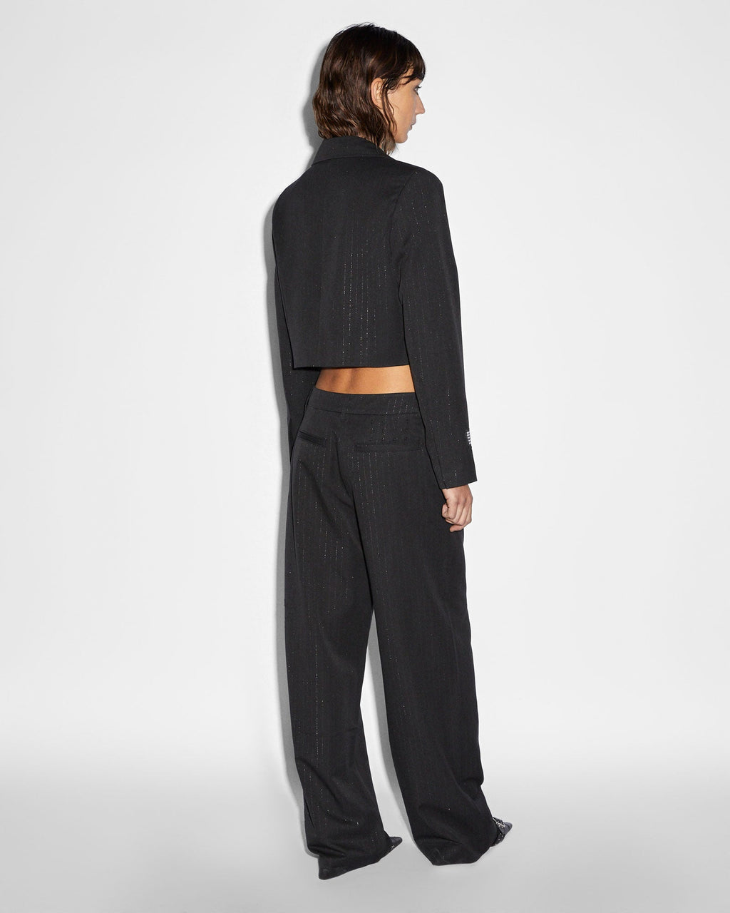 WOMENS LONDON CROP BLAZER PINSTRIPE JACKETS