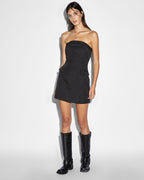 WOMENS LONDON BUSTIER DRESS PINSTRIPE DRESSES