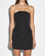 WOMENS LONDON BUSTIER DRESS PINSTRIPE DRESSES