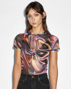 WOMENS VISIONS MESH SS TEE FASHION TOPS