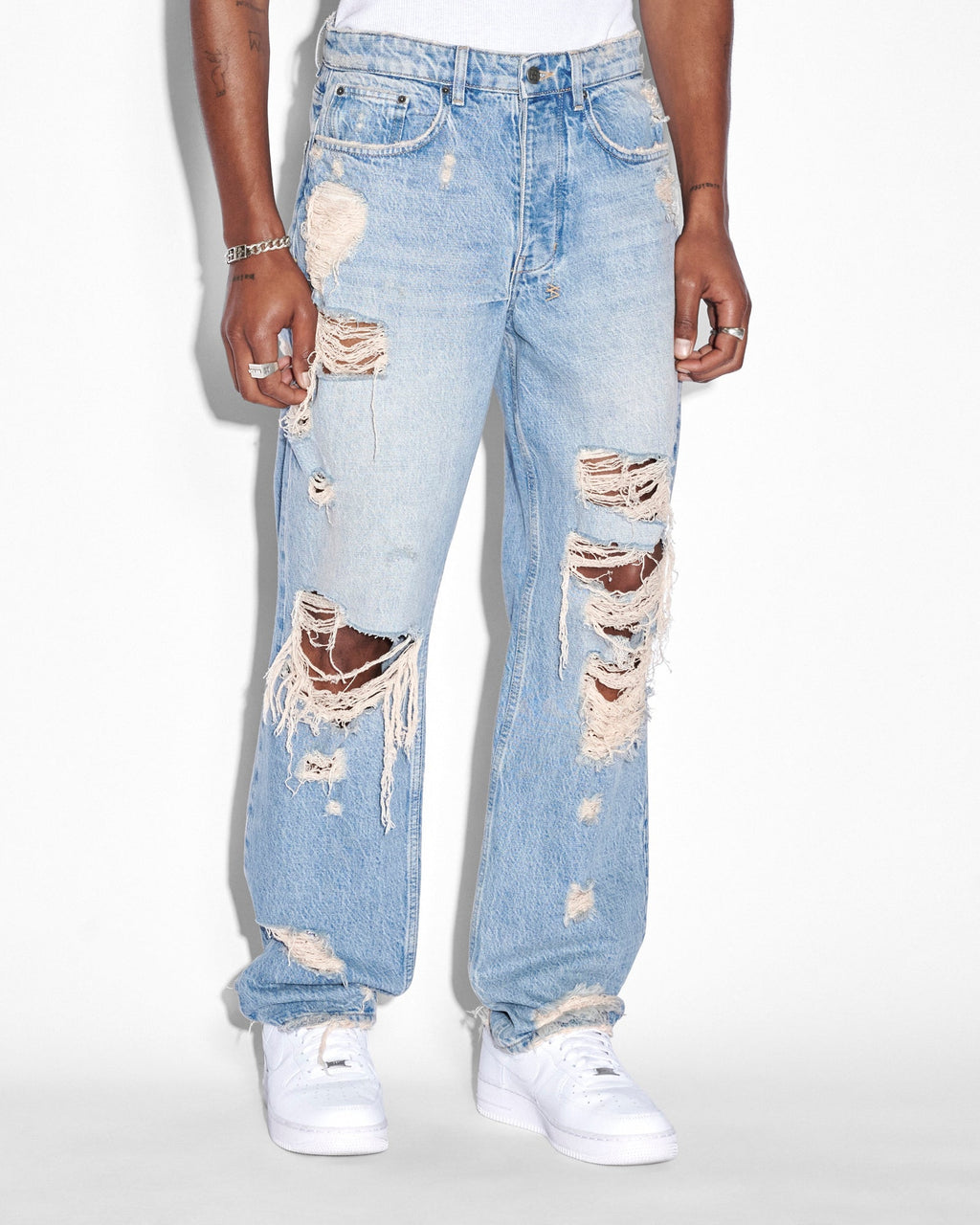 Mens Anti K Heritage Repair Relaxed Denim Jeans - Denim