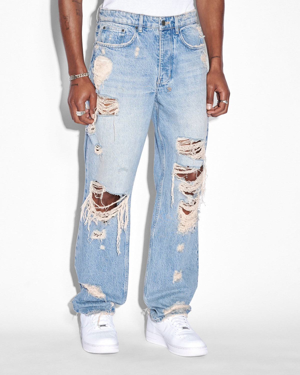 Mens Anti K Heritage Repair Relaxed Denim Jeans - Denim
