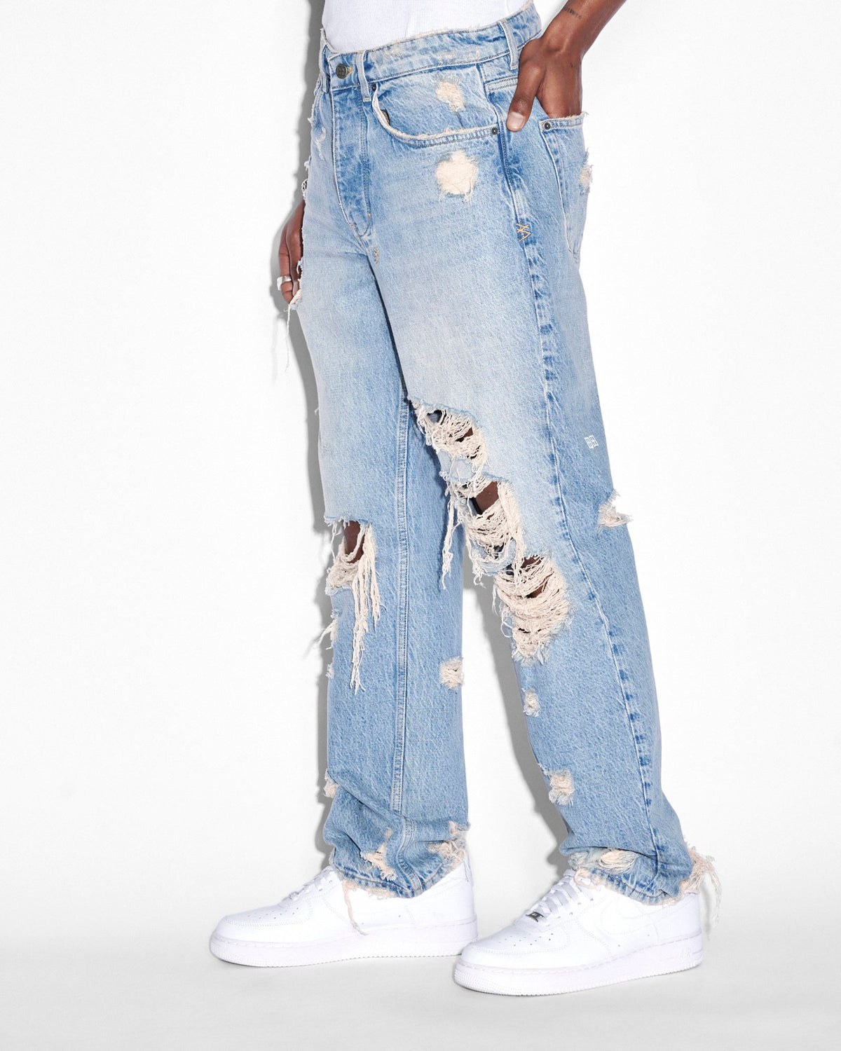 Mens Anti K Heritage Repair Relaxed Denim Jeans - Denim