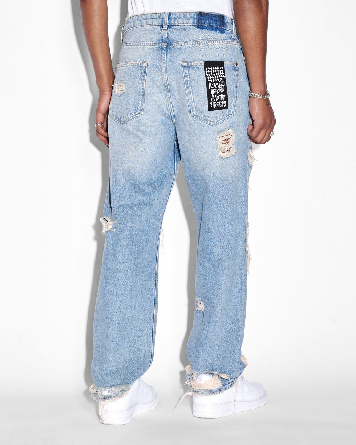 Mens Anti K Heritage Repair Relaxed Denim Jeans - Denim