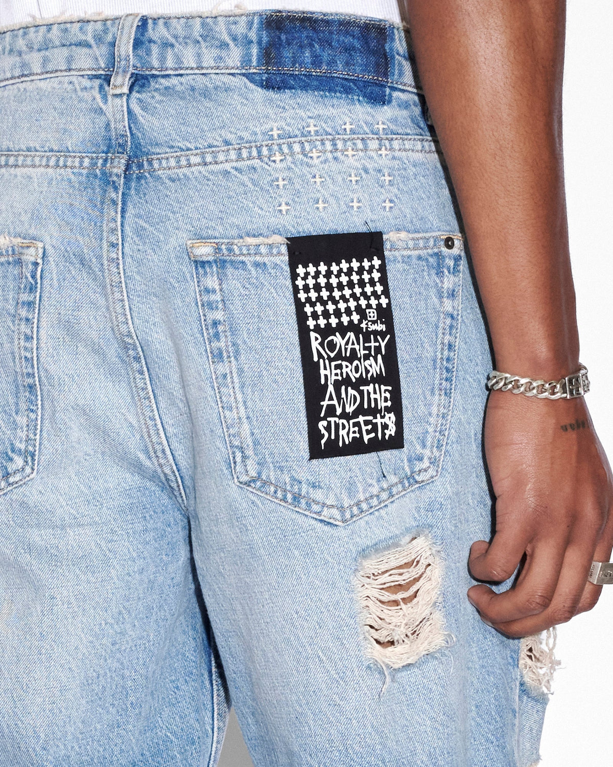 Mens Anti K Heritage Repair Relaxed Denim Jeans - Denim