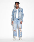 Mens Anti K Heritage Repair Relaxed Denim Jeans - Denim