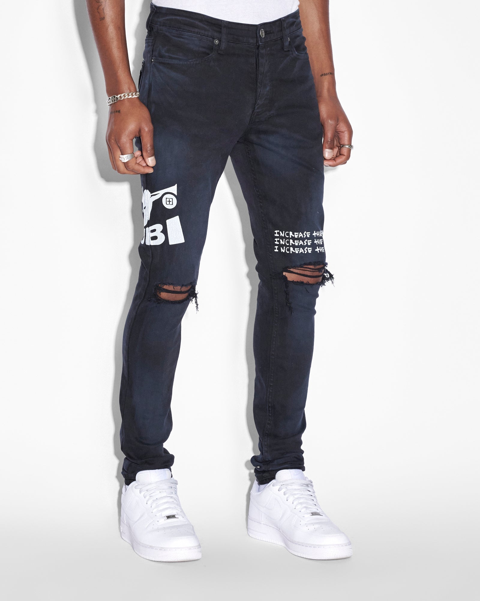 MENS VAN WINKLE GHOSTED ANGELS SKINNY DENIM JEANS