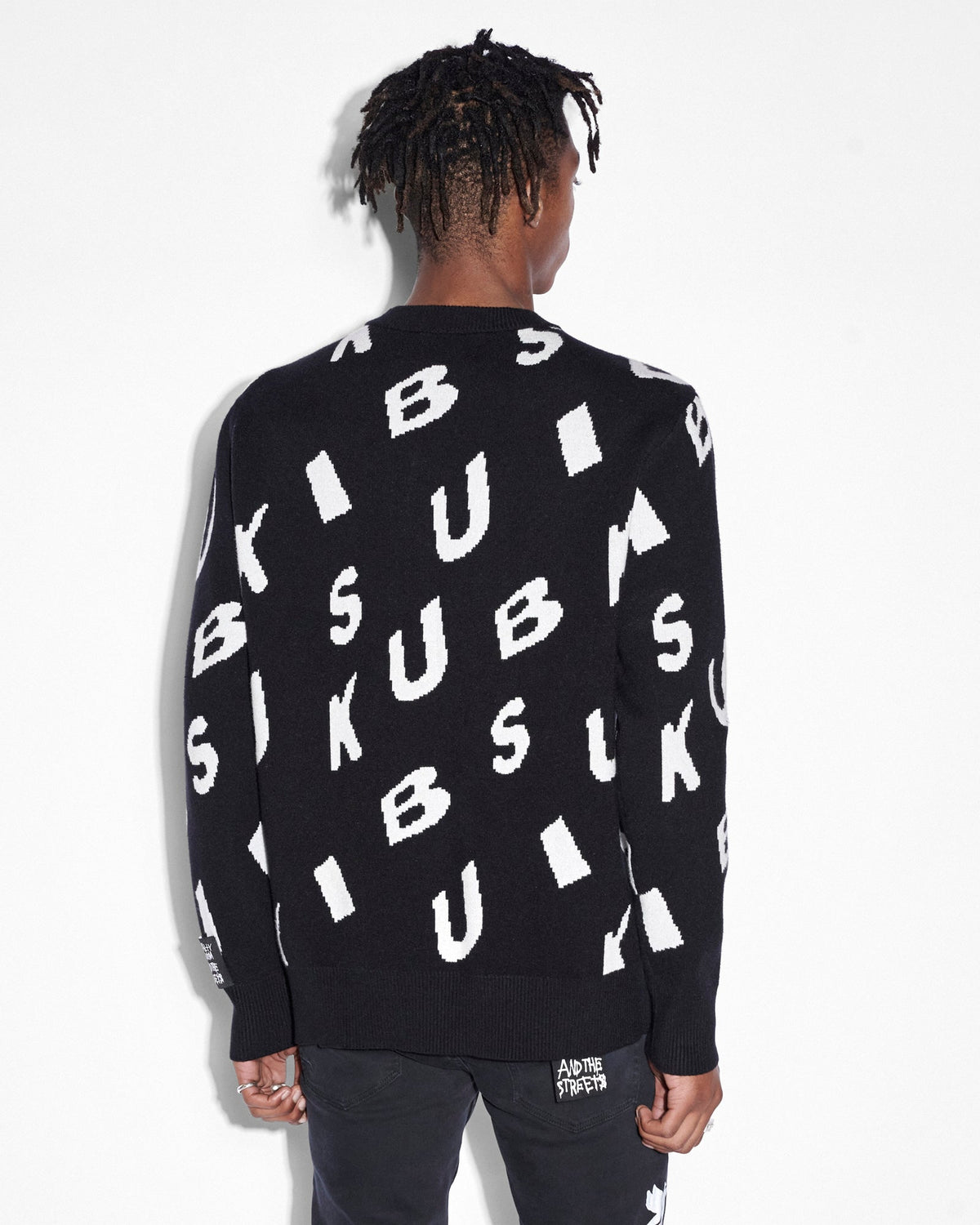 MENS LETTERS KNIT CREW BLACK KNITWEAR