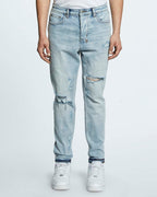 Mens Wolfgang Ghosted Tapered Denim Jeans - Denim