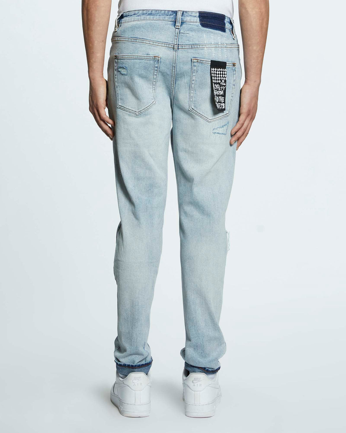 Mens Wolfgang Ghosted Tapered Denim Jeans - Denim