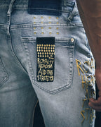 Mens Ksubi 23 Van Winkle Mid Blue Skinny Denim Jeans - Denim