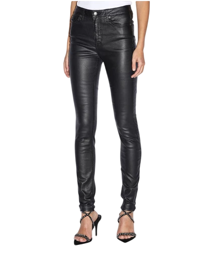 Womens Spray On Xtra Jet Black Wax Skinny Denim Jeans | Ksubi ++