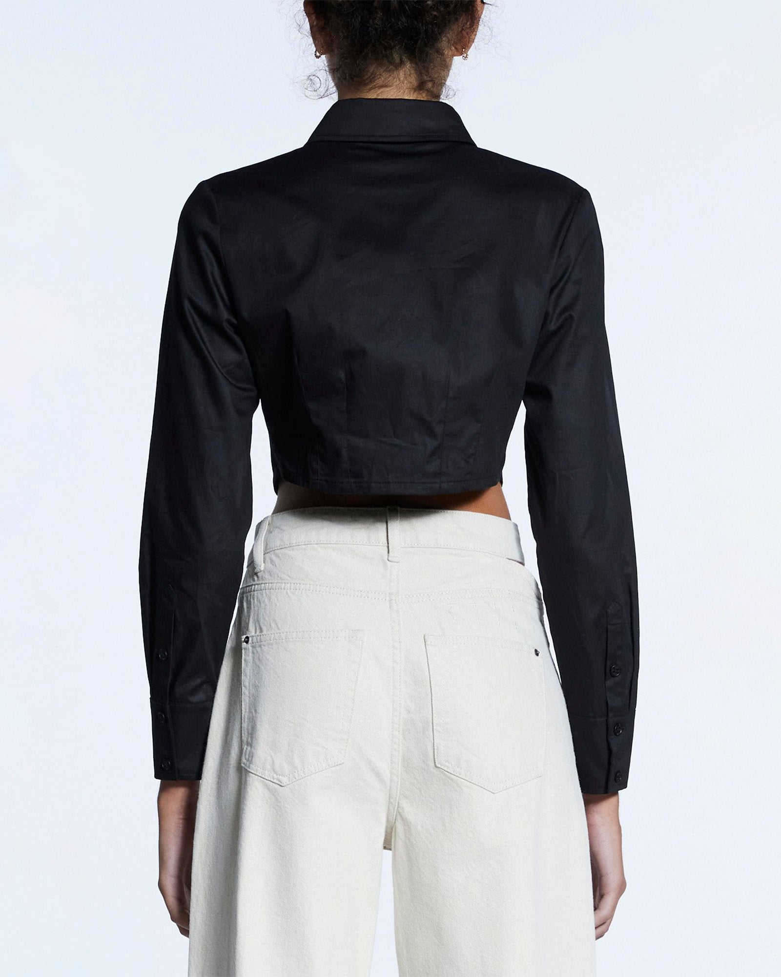 TUCKED CROP SHIRT BLACK