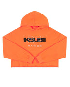 Womens Ksubi X P.e Nation Hoodie Shocking Orange Cropped Fleece - Orange