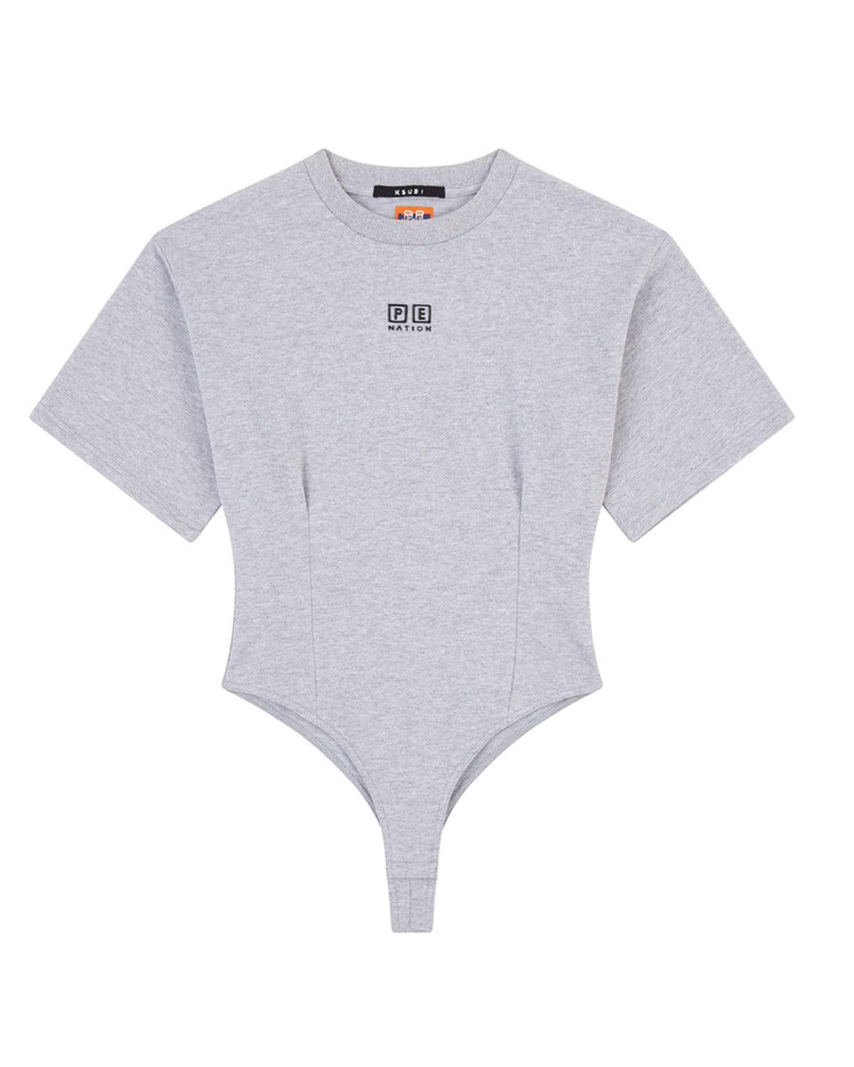Womens Ksubi X P.e Nation Bodysuit Grey Marle Oversized Fashion Tops - Grey