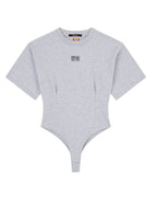 Womens Ksubi X P.e Nation Bodysuit Grey Marle Oversized Fashion Tops - Grey