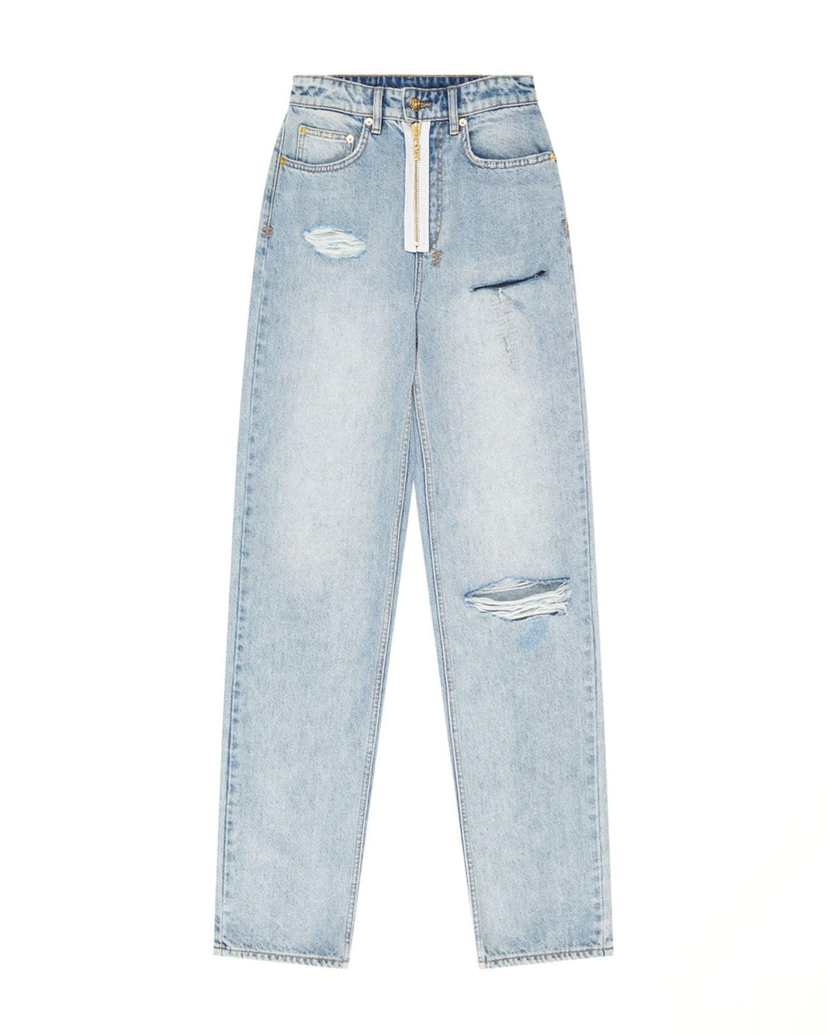 Womens Ksubi X P.e Nation Playback Zipped N Ripped Straight Denim Jeans - Denim