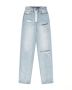 Womens Ksubi X P.e Nation Playback Zipped N Ripped Straight Denim Jeans - Denim