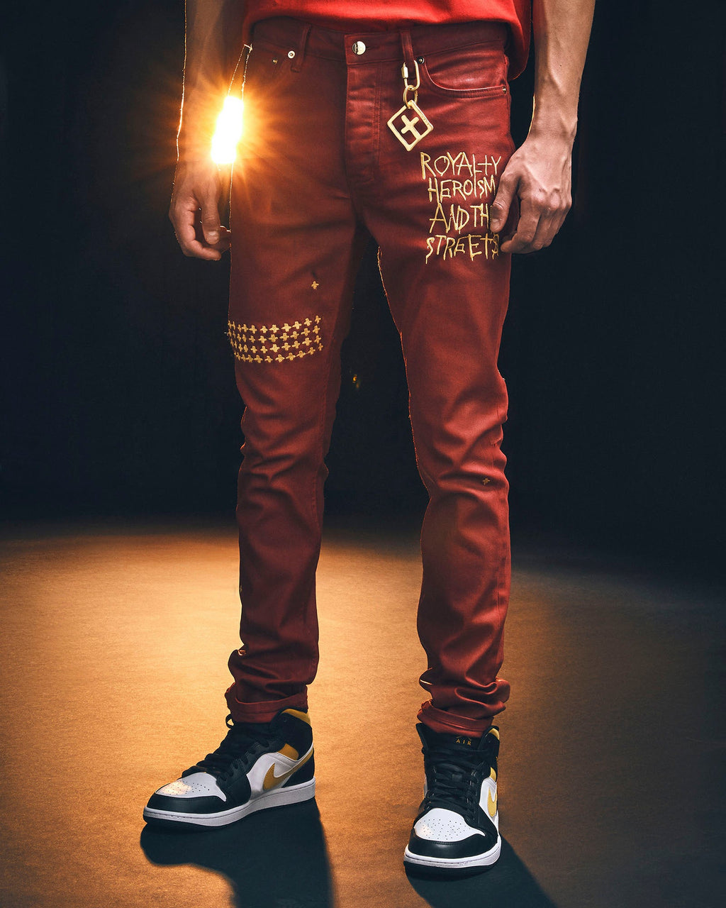 Mens Ksubi 23 Chitch Red Wax Slim Denim Jeans - Red