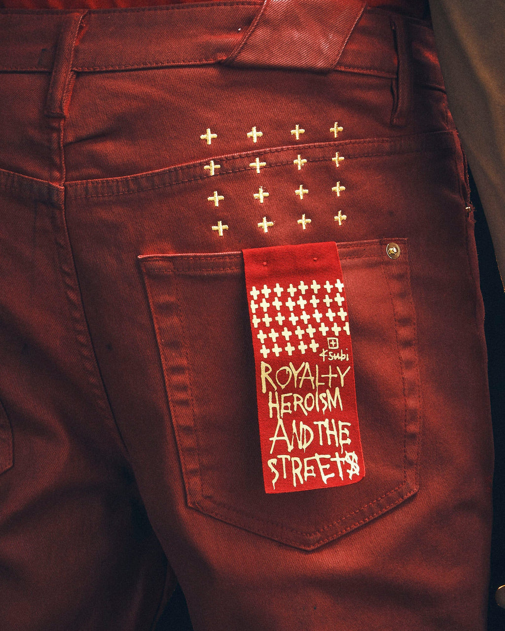 Mens Ksubi 23 Chitch Red Wax Slim Denim Jeans - Red