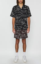 Mens Kursed Resort Ss Shirt Black Regular Shirts - Black