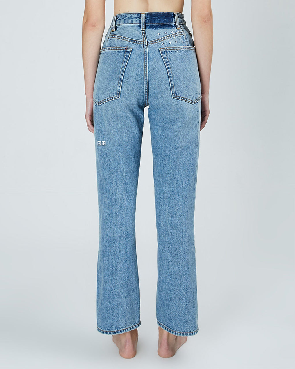 WOMENS CHLO WASTED REMIXED DENIM JEANS