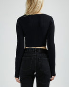 Womens Bolt Ls Top Washed Black Fashion Tops - Black