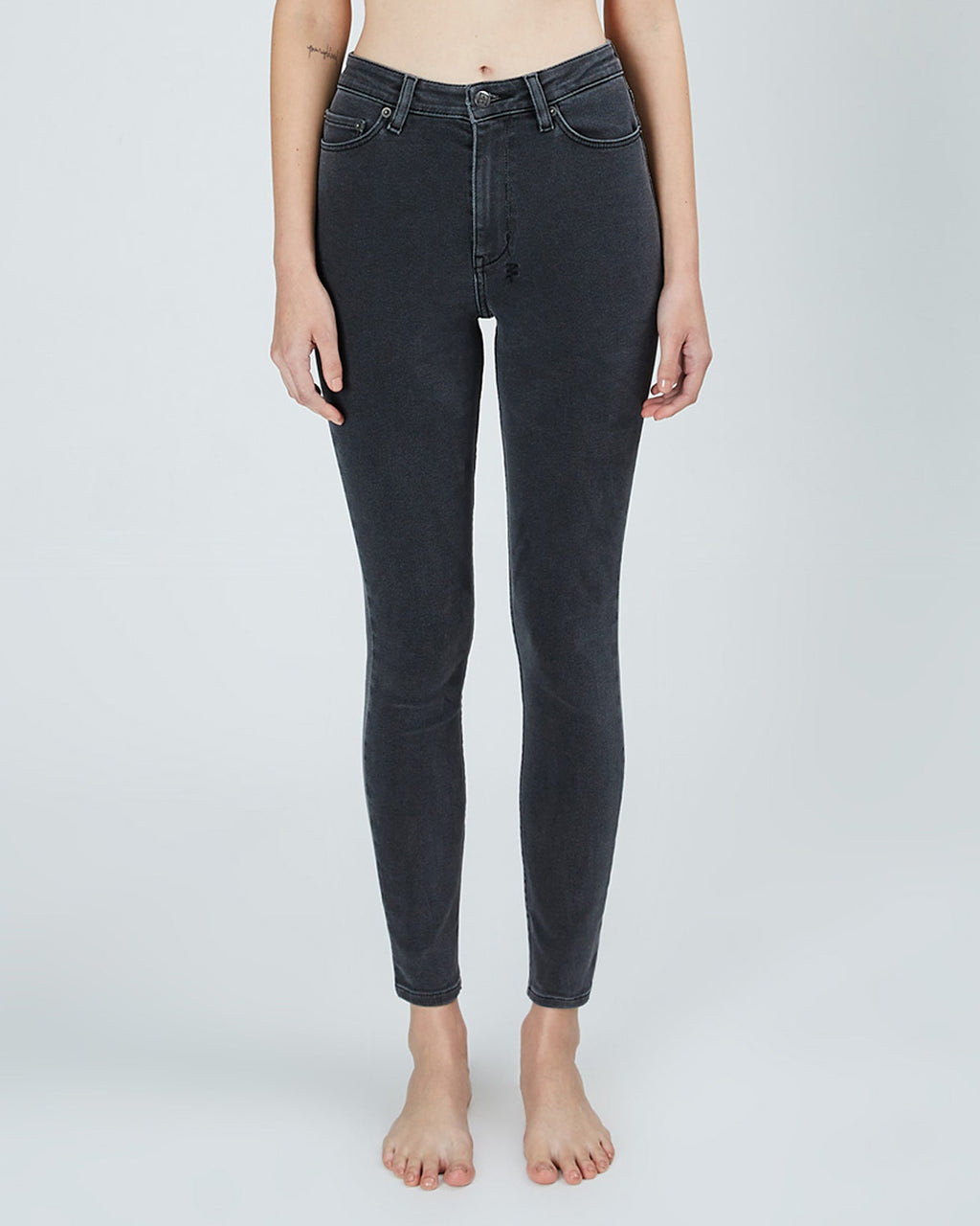 Womens Hi N Wasted Cemented Skinny Denim Jeans - Grey