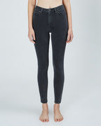 Womens Hi N Wasted Cemented Skinny Denim Jeans - Grey