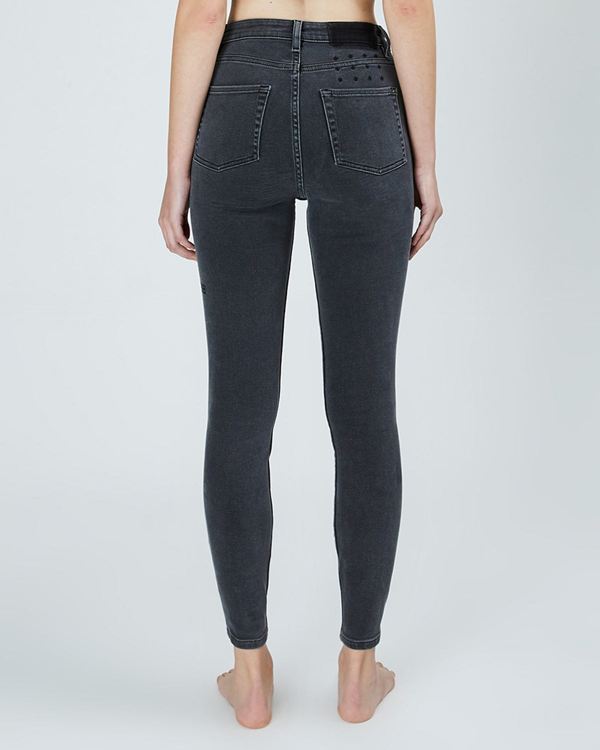Womens Hi N Wasted Cemented Skinny Denim Jeans - Grey