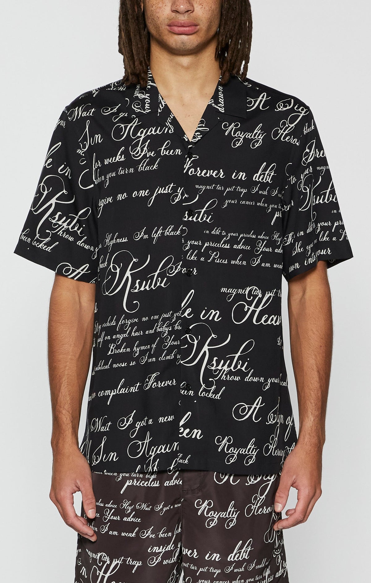 Mens Kursed Resort Ss Shirt Black Regular Shirts - Black