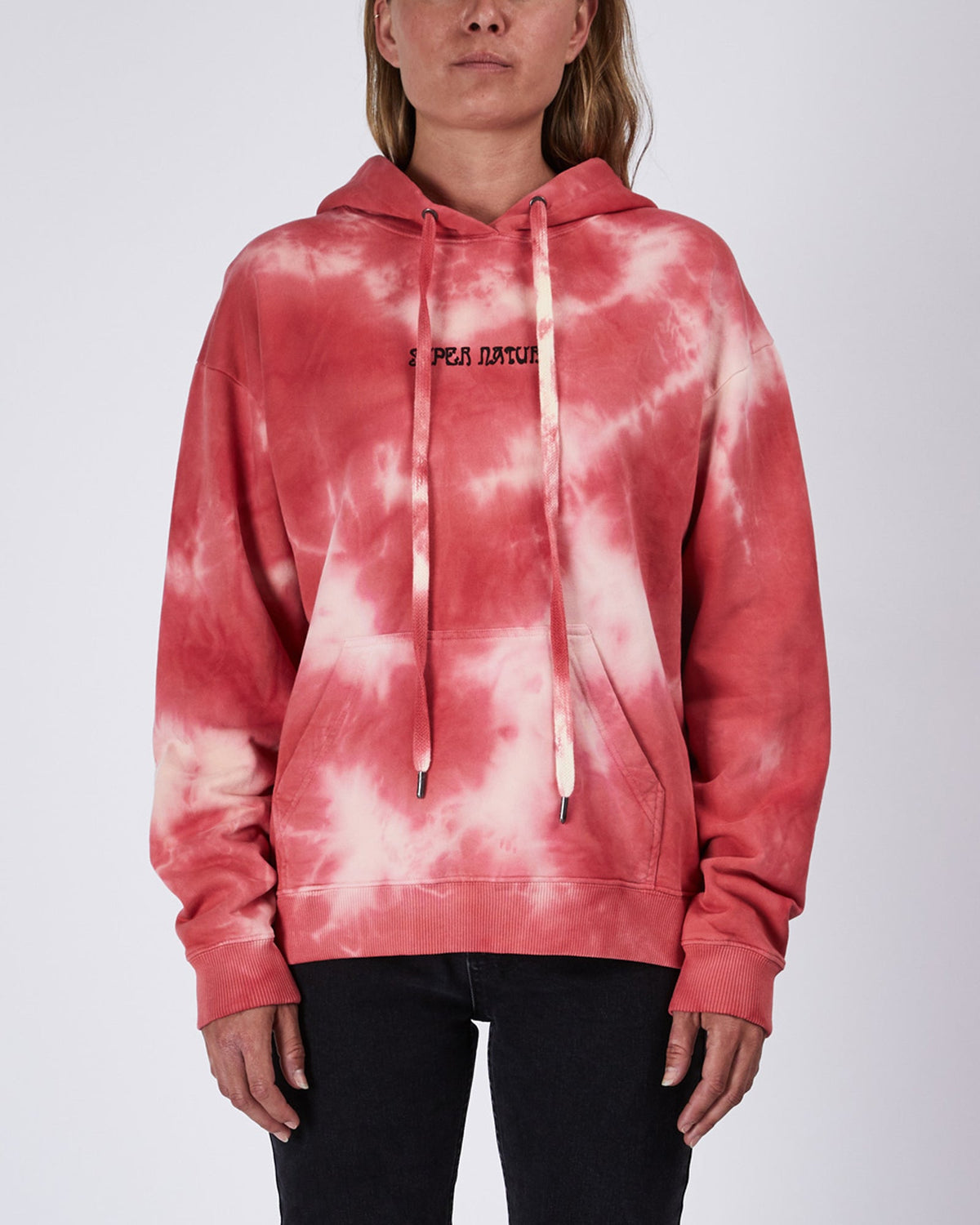 Womens Super Nature Hoodie Red Dye Regular Fleece - Red