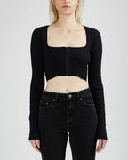 Womens Bolt Ls Top Washed Black Fashion Tops - Black
