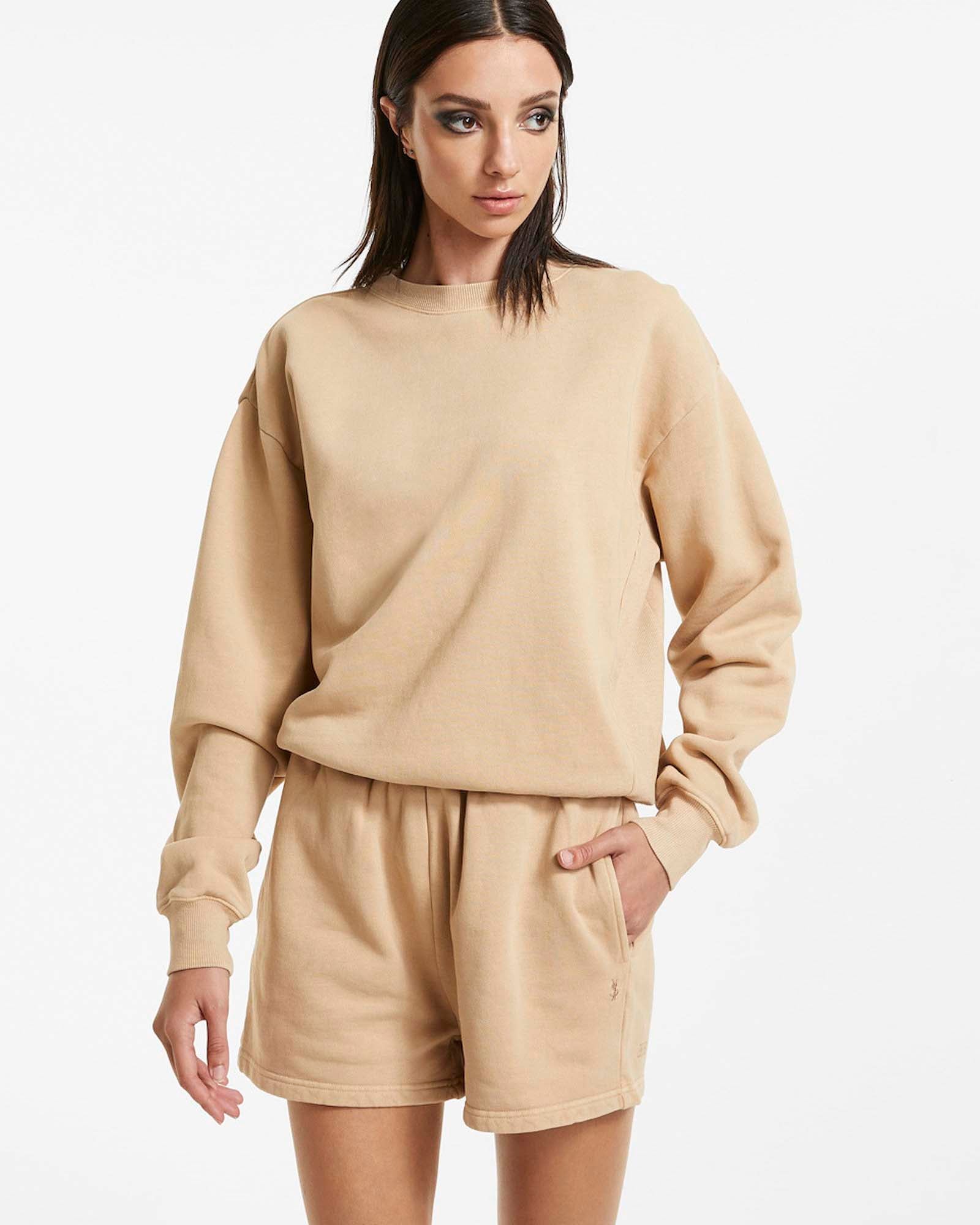 WOMENS  3 X 4 KLASSIC CREW LATTE REGULAR FLEECE