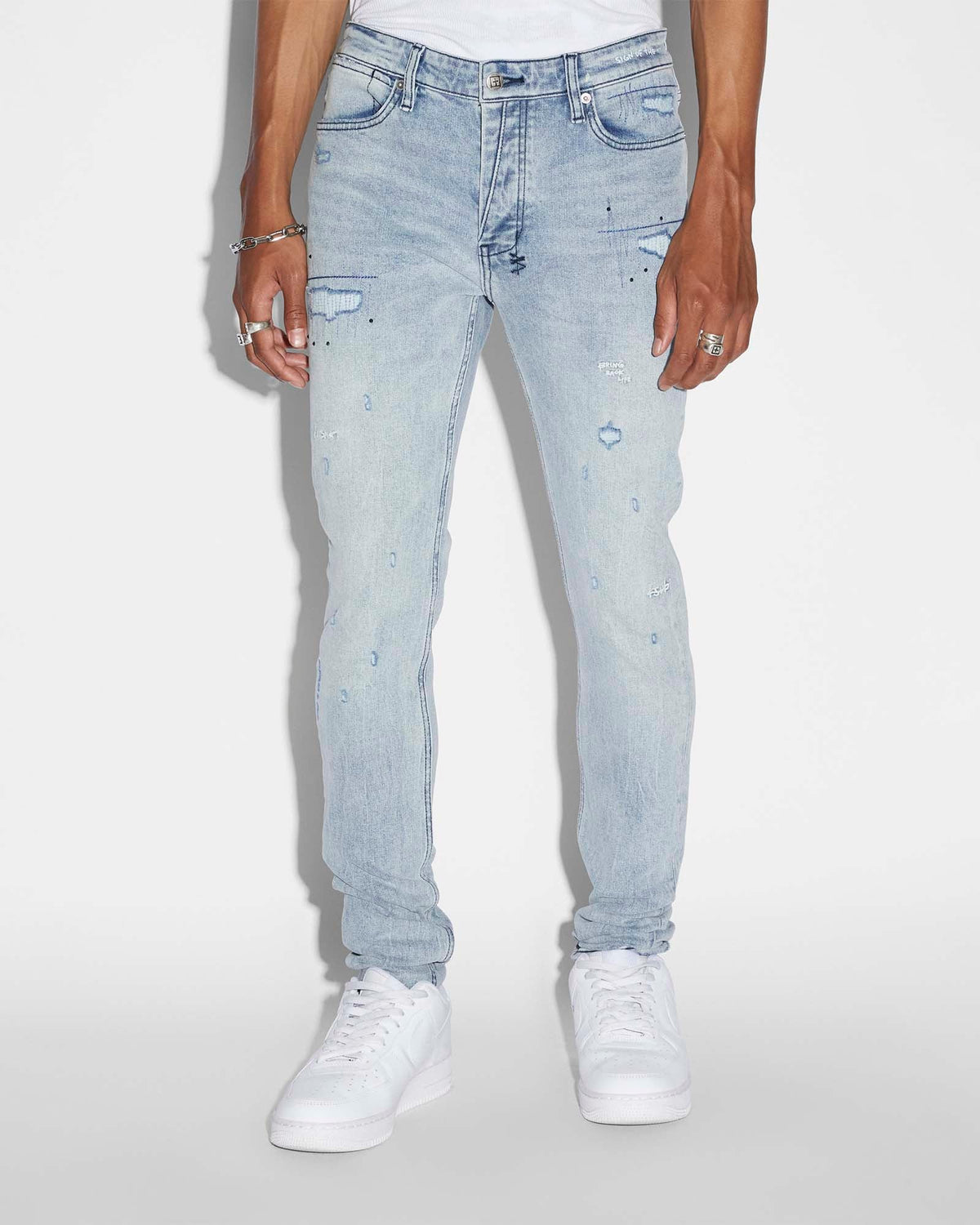 MENS VAN WINKLE SKRIBED BLU DENIM JEANS