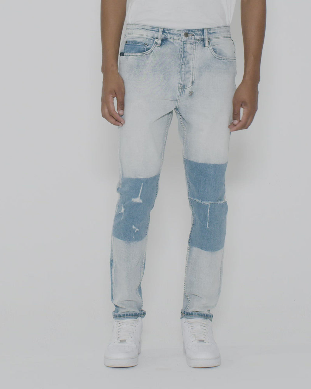 Mens Wolfgang 2 Tone Tapered Denim Jeans - Denim