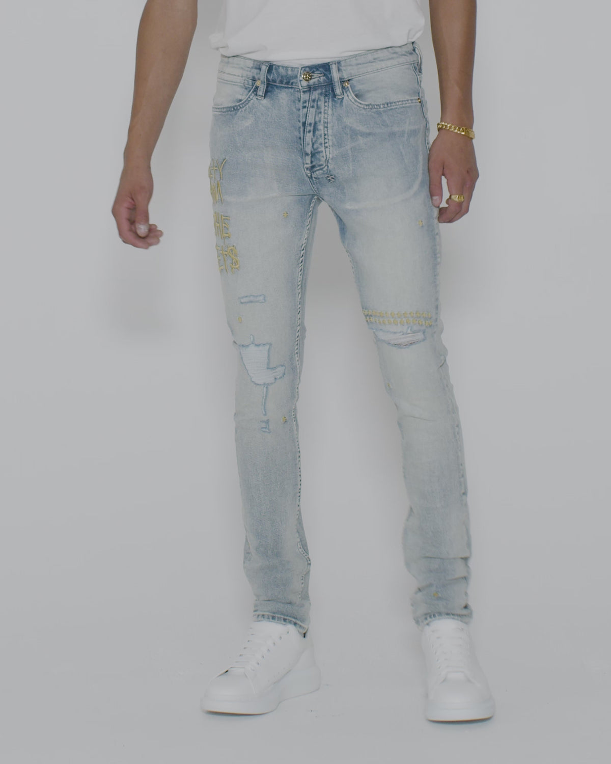 Mens Ksubi 23 Van Winkle Mid Blue Skinny Denim Jeans - Denim
