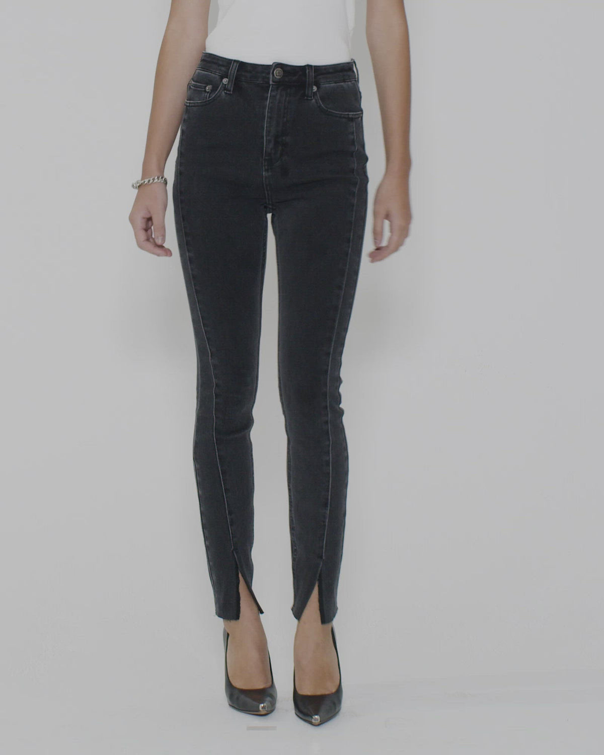 WOMENS HI N WASTED XTRA ONYX PANEL DENIM JEANS