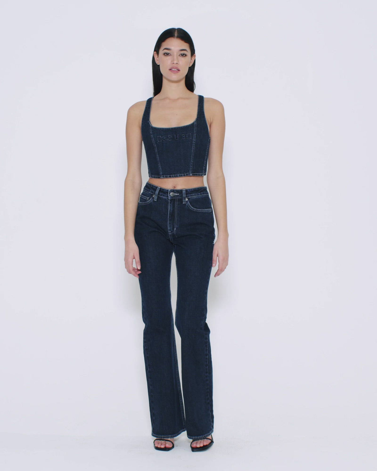 Womens Bustier Top Obscura Fitted Fashion Tops - Denim